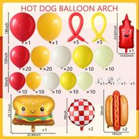 Décorations de fête Hot Dog, Kit d'arche de ballons rouges et jaunes pour barbecue, pique-nique d'été, baby shower, bridal shower, enterrement de vie de jeune fille
