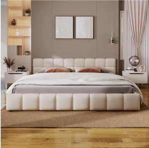<span class=keywords><strong>Letto</strong></span> King Size <span class=keywords><strong>con</strong></span> Struttura in Legno, Imbottito in Ciniglia, <span class=keywords><strong>con</strong></span> <span class=keywords><strong>Testiera</strong></span> Trapuntata Quadrata e Base a Piattaforma - Product Image 6