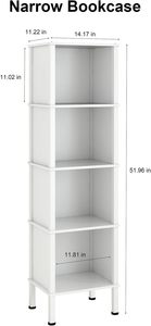 Scaffale per libri stretto a 5 livelli, libreria sottile a 4 cubi in legno, mensola per esposizione aperta Skinny per piccoli spazi, angolo, soggiorno - Product Image 3