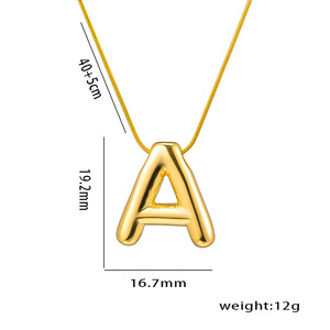 Collier alphabet en acier inoxydable plaqué or 18 carats pour femmes |   Chaîne de collier pour clavicule |   Lettres personnalisables de A à Z - Product Image 3