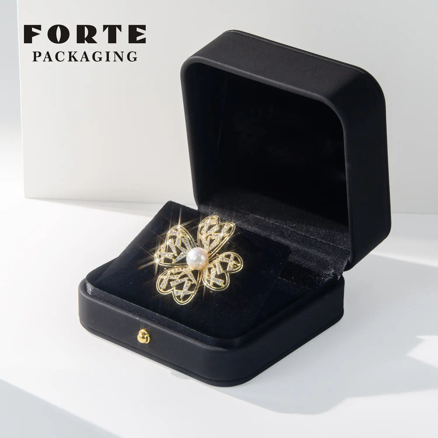 Logo di fabbrica scatola orecchino di lusso custom scatola anello in pelle collana braccialetto confezione gioielli per spilla