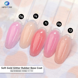 Soft Gold <b>Glitter</b> Rubber Base Coat High Toughness Quality Colors Rubber Base Gel Base Coat <b>Nail</b> Gel Polish Bulk OEM - Product Image 3