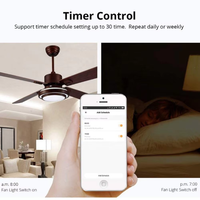 Interrupteur mural intelligent tactile WiFi Tuya, contrôleur de vitesse de ventilateur de plafond, télécommande via application, compatible avec Alexa et Google Home Assistant