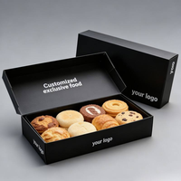 Boîte à biscuits personnalisée de qualité alimentaire, couleur rose et noire, pour crêpes, biscuits, beignets, desserts, rouleaux de cannelle, boîte en papier avec séparateurs, emballage pour boulangerie