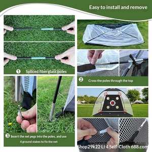 Filet d'entraînement de golf en plastique, facile à démonter, avec tige de swing, cible à quatre trous en tissu, herbe artificielle EVA blanche - Product Image 3