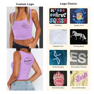 Chaleco de entrenamiento de gimnasio de cuello cuadrado ajustado de LICRA de alta elasticidad en blanco personalizado al por mayor camiseta sin mangas deportiva de poliéster de secado rápido para mujer - Product Image 3