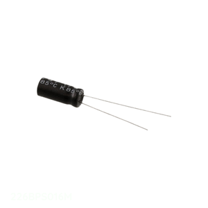 ตัวเก็บประจุแบบ Through Hole 22 ยูเอฟ คาปาซิเตอร์อะลูมิเนียม 22UF 20% 16V แบบ Radial TH 226BPS016M - Product Image 1
