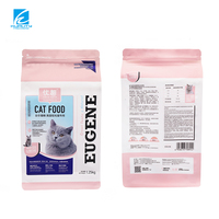 Emballage alimentaire pour animaux de compagnie personnalisé en usine, sachet à huit soudures latérales avec fermeture éclair, en aluminium laminé pour aliments pour chats et chiens, certifié QS/ISO