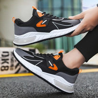 Sepatu Olahraga Pria Ukuran Besar, Desain Mesh, Ringan, Bernapas, Cocok untuk Jalan Kaki