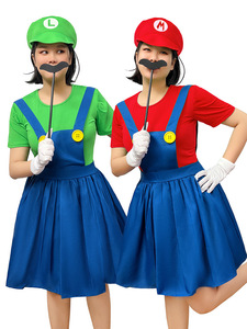 Robe de cosplay <span class=keywords><strong>Mario</strong></span>/Luigi pour femmes, costume de jeu de rôle sur le thème d'Halloween - Product Image 1