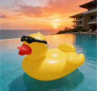 Bouée gonflable en PVC durable personnalisée en usine, modèle Lucky Ducky, pour piscine, île flottante, jouet aquatique et équipement de divertissement aquatique