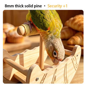 Perchoir rectangulaire en bois pour oiseaux, jouet multifonctionnel pour perroquets, à mâcher et à aiguiser les griffes, portable, pour l'entraînement et l'affûtage des griffes - Product Image 5