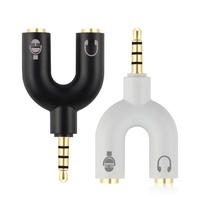 Adaptateur audio en PVC plaqué or en forme de U, répartiteur casque-micro pour haut-parleur et ordinateur, en stock
