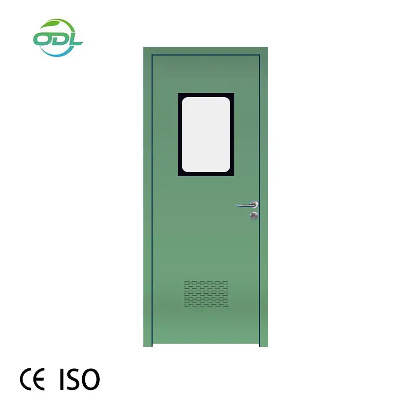 병원을 위한 시각적 창 자동 스윙 오픈 맞춤형 모던 디자인 아연 도금 강철 이중 잎 클린 룸 도어