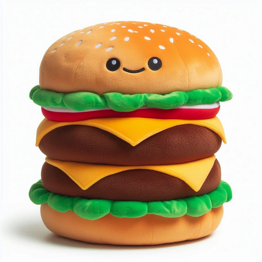 Almohada De Peluche De Hamburguesa De Queso De 40 Cm | Peluche De Comida Suave Y Divertido | Regalo Para Amantes De La Comida