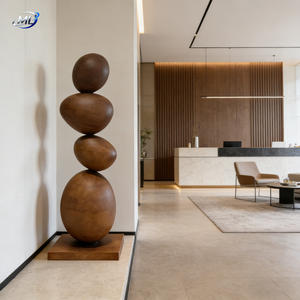 Sculpture en bois de luxe Art Déco, fabriquée à la main pour la décoration de salon, villa, hôtel et entrée, meubles décoratifs - Product Image 5