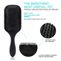 Ensemble de 4 brosses à cheveux démêlantes et de peignes Logo personnalisé Peigne à coussin d'air noir Ensemble de brosses à cheveux de massage