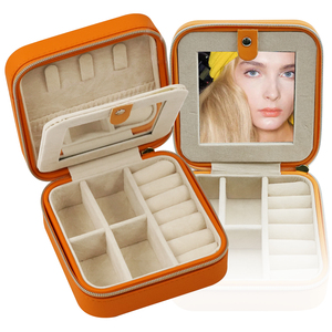 Boîte à bijoux portable de voyage avec logo personnalisé petite boucle d'oreille bague boîte à bijoux organisateur en cuir PU blanc boîte de rangement et d'emballage - Product Image 5