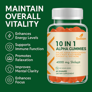 10 1รากอัลฟา shilajit 60 Gummies เพิ่มความจำปราศจากน้ำตาลบูสเตอร์พลังงานรากมะคาเรซิน shilajit สำหรับผู้ใหญ่ปลอดภัยสำหรับสตรีมีครรภ์ - Product Image 2