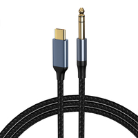 Câble audio Type-C vers TRS 6,35 mm avec gaine en nylon, conducteur en cuivre pur, charge rapide pour ordinateur et écouteurs