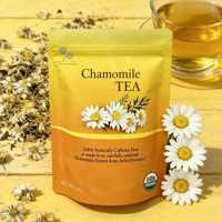 Sachets d'emballage de thé vides en aluminium imprimés sur mesure, de qualité alimentaire, avec fermeture éclair, pour thé à la camomille et tisanes