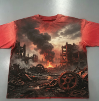 T-shirt Homme Oversize Personnalisé Imprimé Kornit 100% Coton Écologique Séchage Rapide Grammage Lourd Délavé à l'Acide Effet Vieilli et Décoloré par le Soleil