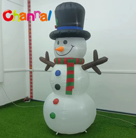 Bonhomme de neige gonflable classique avec chapeau haut-de-forme, bras gonflables, écharpe rayée et lumière LED pour décoration de jardin de Noël