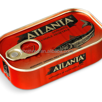 Boîtes de conserve en aluminium en fer blanc rectangulaires vides en métal imprimées sur mesure en gros pour les emballages de sardines poisson thon fruits de mer avec couvercles EOE