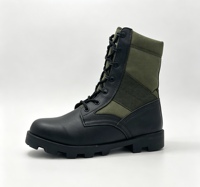 Bottes de randonnée montantes en cuir vert et noir pour hommes, à lacets, résistantes à l'eau, respirantes, pour le travail en jungle et les activités de plein air