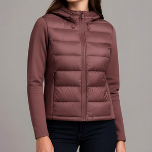 Unisex <b>Pink</b> Puffer <b>Jacket</b> Zip-Up Winter Casual Coat Slim Fit Hooded Polyester Windproof Solid Color Regular Length - Product Image 5