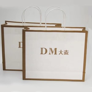 Sac en papier <span class=keywords><strong>Euro</strong></span> Tote personnalisé imprimé sur mesure, blanc mat laminé, avec bord doré - Product Image 4