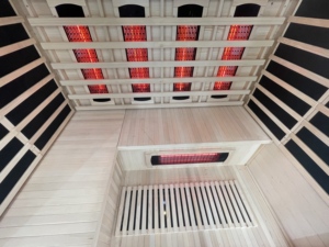 Sauna Interior de Madera Sólida de Hemlock Canadiense con Infrarrojos de Espectro Completo para <span class=keywords><strong>3</strong></span> Personas, Panel de Control con Altavoces, Alimentación por Enchufe de Vapor - Product Image 4