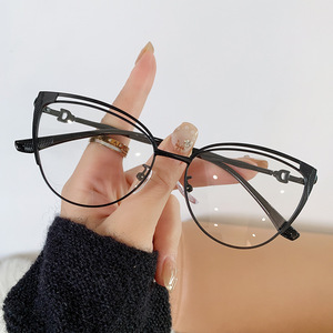 Occhio di gatto fotocromatico oro sopracciglia con struttura cava in metallo materiale graziose donne blu luce che blocca occhiali per tutti i viso - Product Image 3