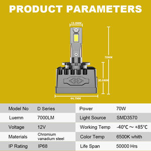 Phares LED D1S Premium 100% Plug and Play 70W 7000Lm 6500K 12-24V pour véhicules de luxe européens et garages de réparation - Product Image 3