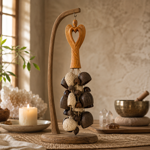 <span class=keywords><strong>Shaker</strong></span> en coquilles naturelles avec poignée en forme d'ange, 32 coquilles, percussion manuelle pour la guérison sonore, la méditation et le yoga - Product Image 6