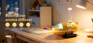 Humidificateur ultrasonique de table en forme de sous-marin, alimenté par USB, avec contrôle tactile, minuterie, lumière LED jaune, diffuseur d'arômes pour la maison - Product Image 4