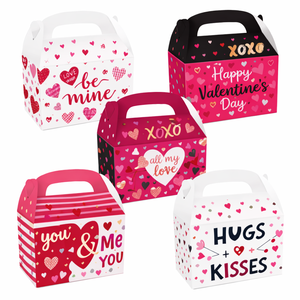 12 pièces/paquet Boîtes à poignée en carton faites à la main sur le thème de l'amour Cadeau Biscuit Faveur Emballage sucré Joyeux anniversaire de la Saint-Valentin Décoration de fête - Product Image 2