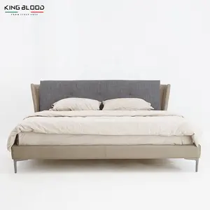 Luxury Wooden Slats Double Layer Headboard Set Single Double Twin Full Queen King Size Up-holstered Bed Frame