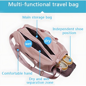 Multi-Functional Women's Gym Duffle <b>Bag</b> with <b>Wet</b>-Dry Separation Shoe Compartment for Sports Travel - Product Image 2