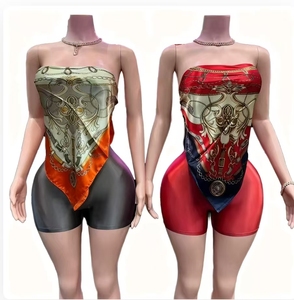 Peeqi 2025 Set Vintage da Donna Top Corto e Pantaloncini 2 Pezzi <span class=keywords><strong>Abbigliamento</strong></span> Estivo Streetwear Stampa Casual Y2K con Sciarpa <span class=keywords><strong>Abbigliamento</strong></span> Vintage 2025 - Product Image 4