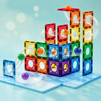 Bloques de Construcción Magnéticos, Juego de Pista de Canicas STEM para Niños de 3+ Años, Juguete Educativo con Bolas, Regalo para Niños y Niñas