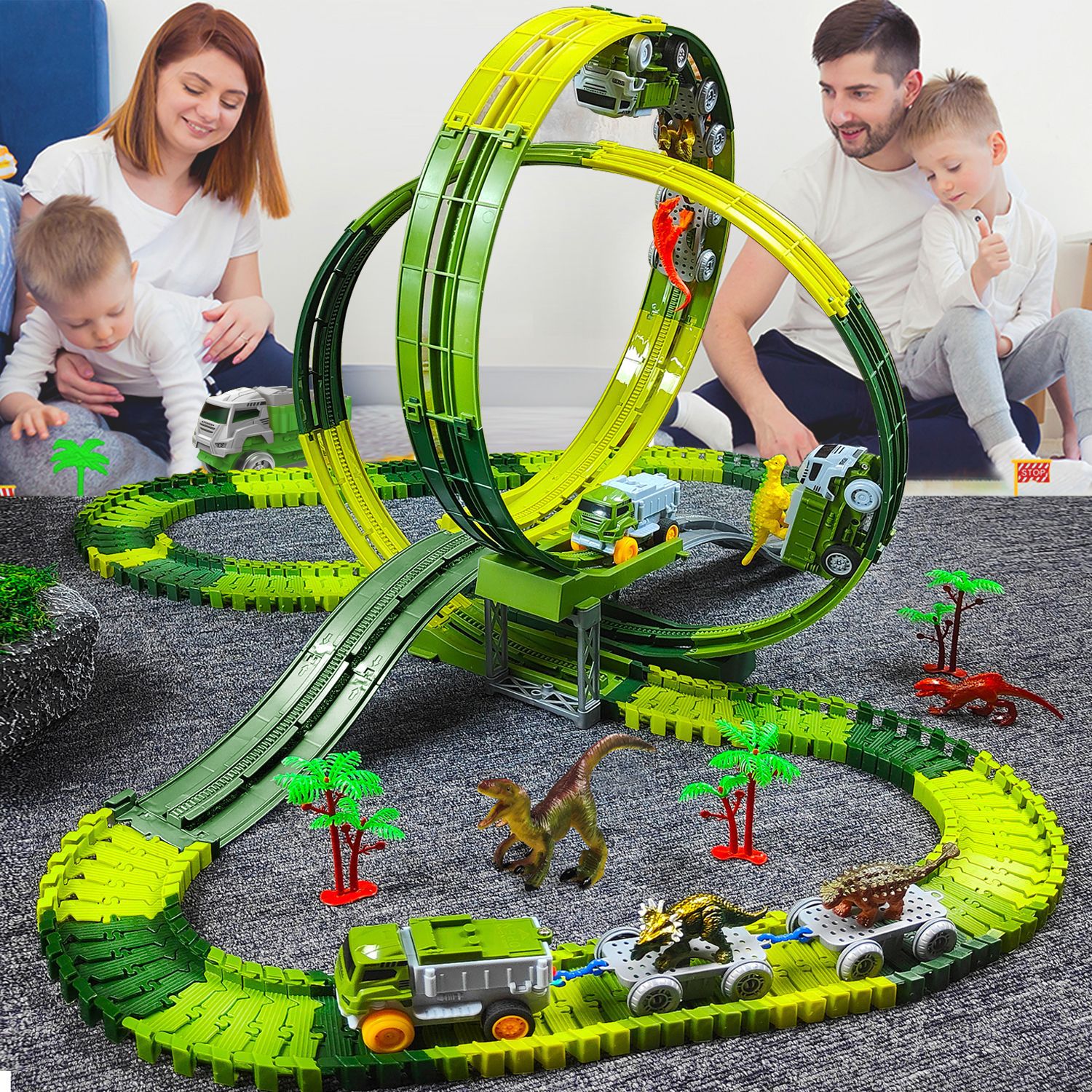 Set De Construcción De Dinosaurios Con Taladro Eléctrico Y Manual – 4 Figuras Articuladas Para Niños De 3 A 9 Años