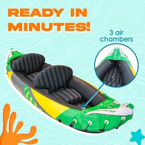 Kayak inflable de PVC para 2 personas de 320 <span class=keywords><strong>CM</strong></span> con toldo de sol desmontable exclusivo Color verde para adultos Deportes acuáticos al aire libre - Product Image 5