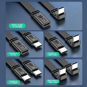 Câble d'extension court en silicone plat flexible USB-C, coudé droit/gauche/haut/bas, mâle/femelle, 65W PD, synchronisation rapide des données - Product Image 4