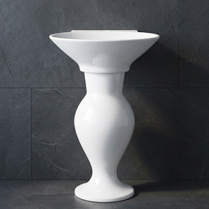 Best Quality Indian Vitreous China Hand Wash Pedestal Basin - Lavabo Sink From Vistaar Brand, Smiley Morning Sanitaire Product - Product Image 2