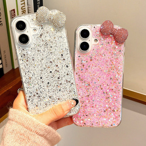 <span class=keywords><strong>Funda</strong></span> con Brillantina y Diamantes en Forma de Mariposa para <span class=keywords><strong>iPhone</strong></span> 16 15 14 13, con <span class=keywords><strong>Logo</strong></span>, Estilo INS para Damas - Product Image 2