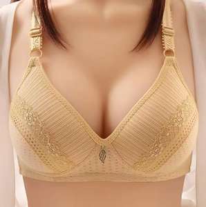 女性用薄いワイヤーフリー通気性のあるソリッドニット日常コットンスパンデックススポーツブラフィットネス用カップ付き-卸売プライベートラベル - Product Image 2