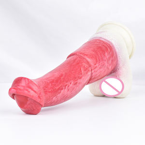 Nnsx N-5071 Fantasie Siliconen Dildo Nieuwe Binnenkomst Seksspeeltjes Realistisch Gevoel En Mysterieuze Kleurrijke Look In Gemengd Paars En Rood - Product Image 2