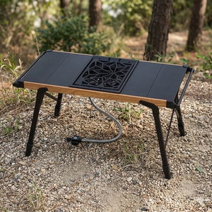 Tavolo Pieghevole IGT per Campeggio all'Aperto con <span class=keywords><strong>Fornello</strong></span> <span class=keywords><strong>a</strong></span> <span class=keywords><strong>Gas</strong></span> Incorporato Antivento ad Alta Potenza, <span class=keywords><strong>Fornello</strong></span> Portatile <span class=keywords><strong>da</strong></span> Viaggio per BBQ e Picnic - Product Image 2