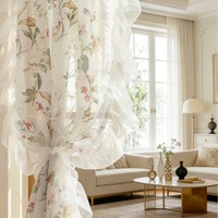 Dentelle de rideau 100 % acrylique, motif floral camélia moderne 2026, tissu en maille transparente, résistant à l'abrasion et de grande densité